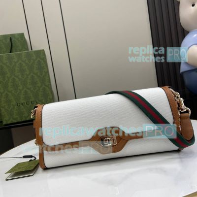 Replica GG Small Shoulder Bag White Brown 786027